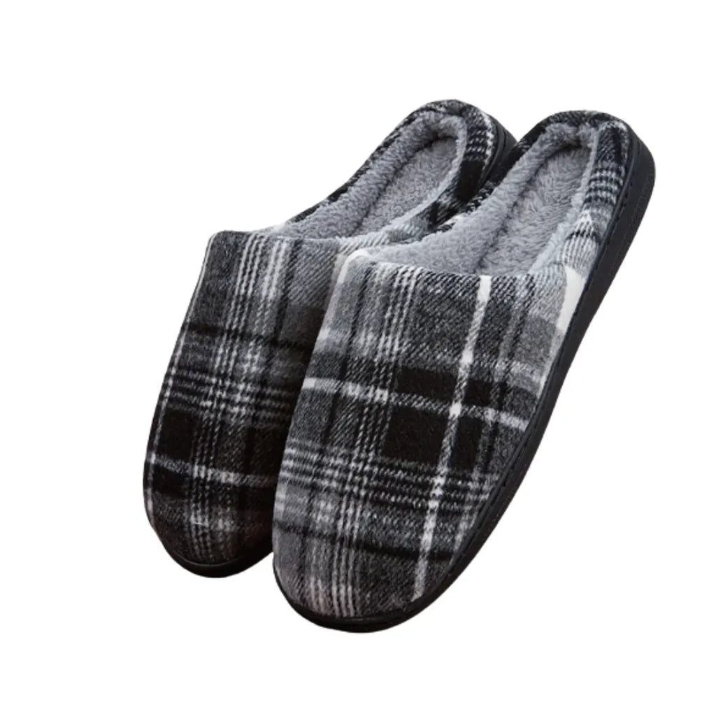Pantufa de Inverno Peluciada Xadrez PRETO | Basicalle Comfort