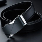 Cinto Masculino de Couro Fivela Automática com fivela de metal elegante