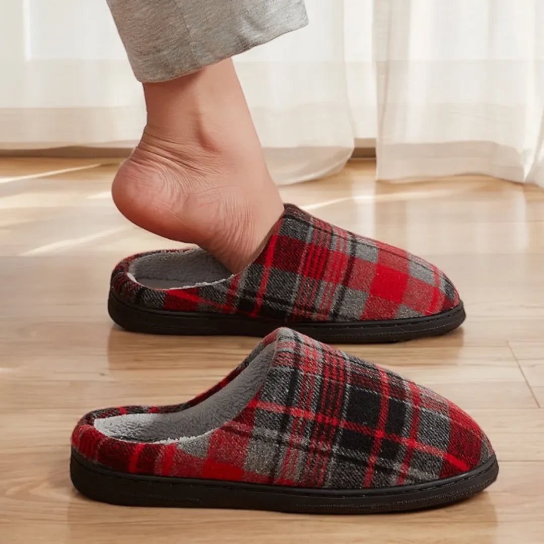 Pantufa de Inverno Peluciada Xadrez VERMELHO | Basicalle Comfort - Alleganza