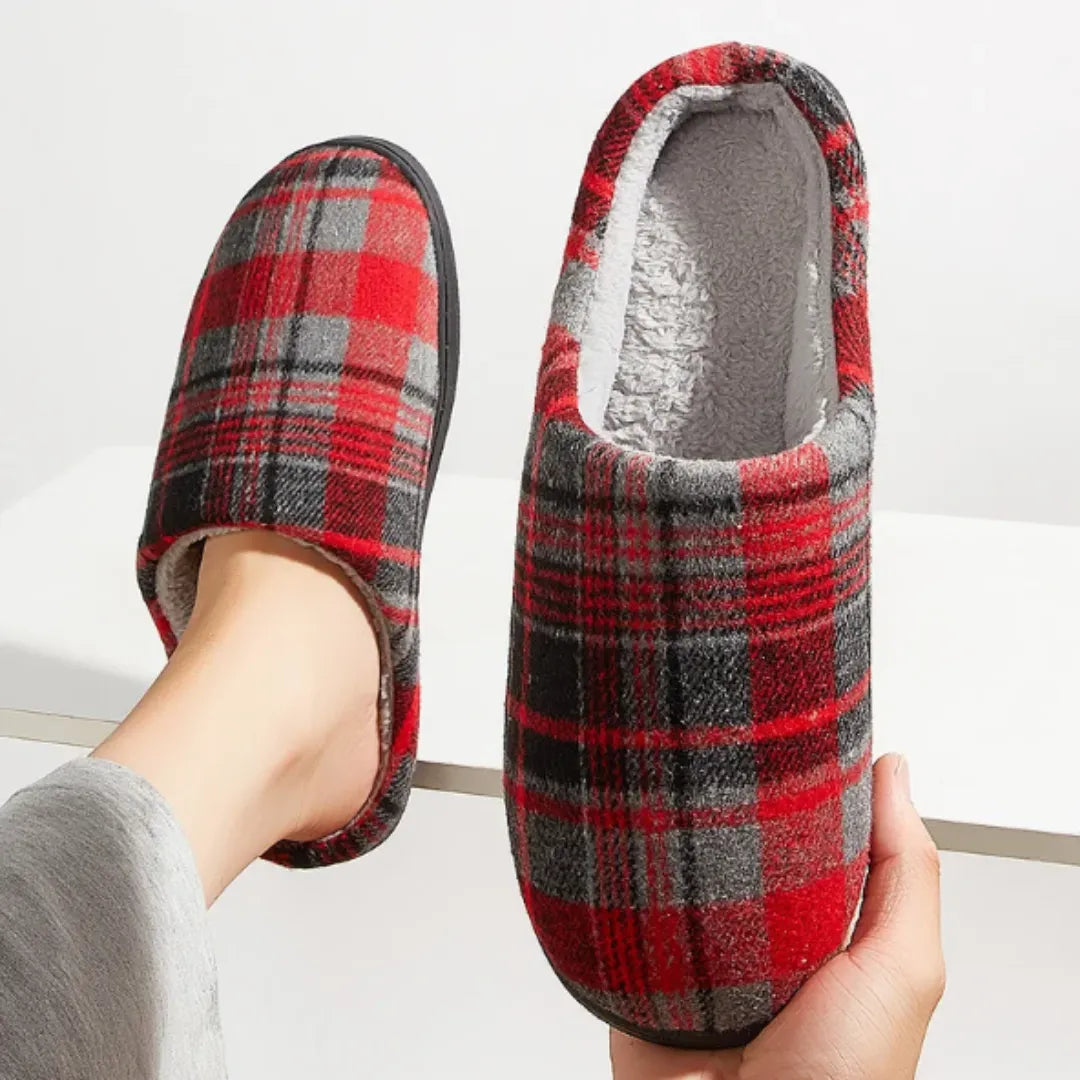 Pantufa de Inverno Peluciada Xadrez VERMELHO | Basicalle Comfort - Alleganza
