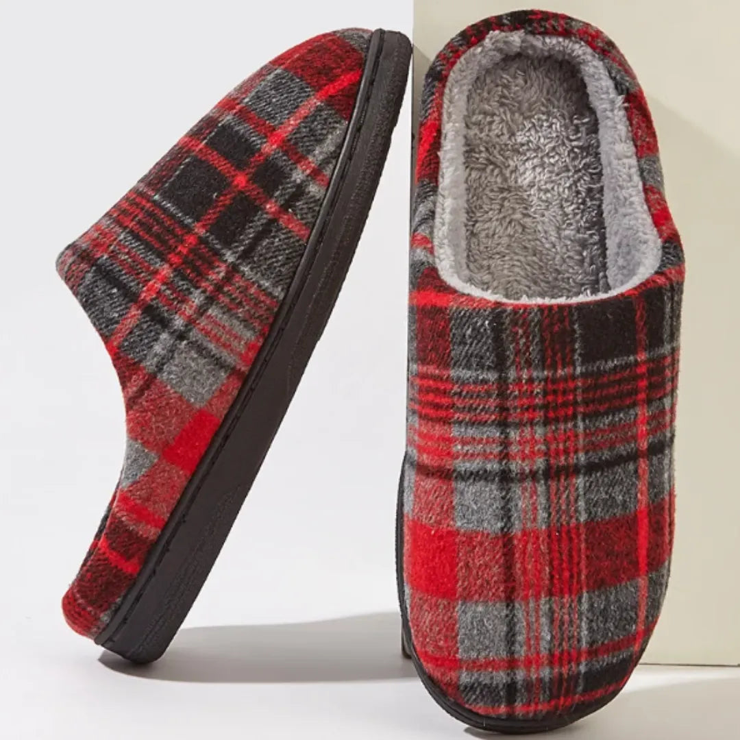 Pantufa de Inverno Peluciada Xadrez VERMELHO | Basicalle Comfort - Alleganza
