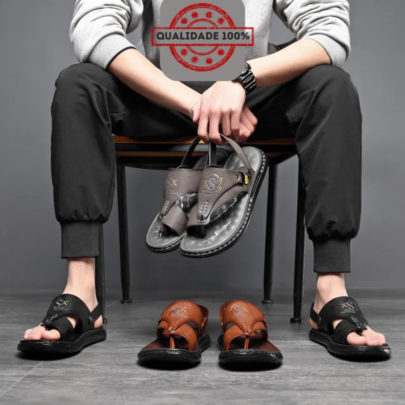 Sandália Masculina de Couro Allegante - Alleganza