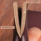 detalhe do couro legítimo do Cinto Casual Masculino de Couro