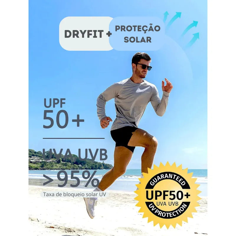 camiseta masculina com proteção solar quick dry secagem rapida
