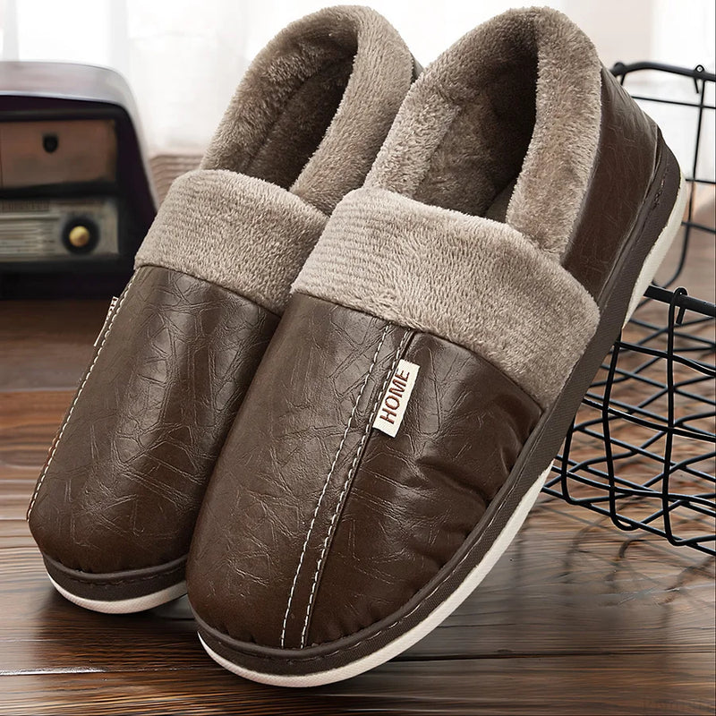 Pantufa Forrada de Couro para Inverno | Basicalle Home | Cor Marrom - Alleganza
