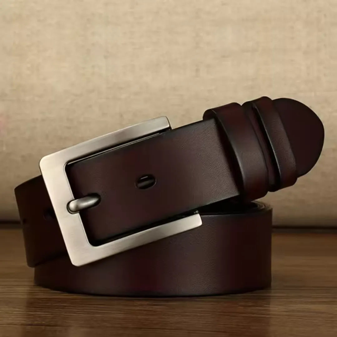 Cinto Masculino de Couro Legítimo Allegante Plus II (Até 170cm) - MARROM - Alleganza