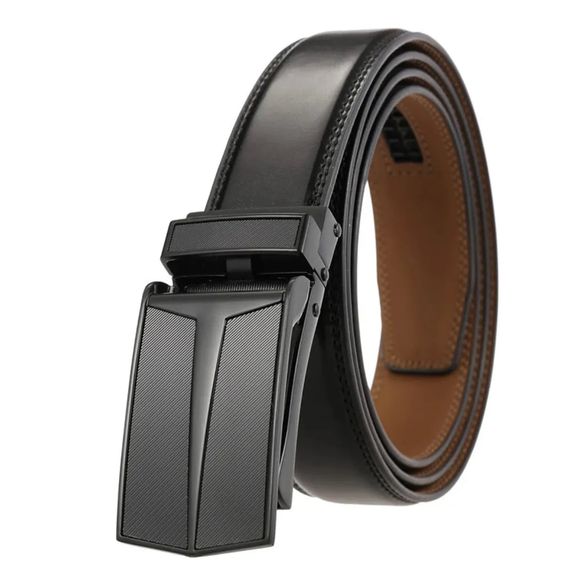 Cinto Masculino de Couro com Fivela Catraca | Casualle Silver II