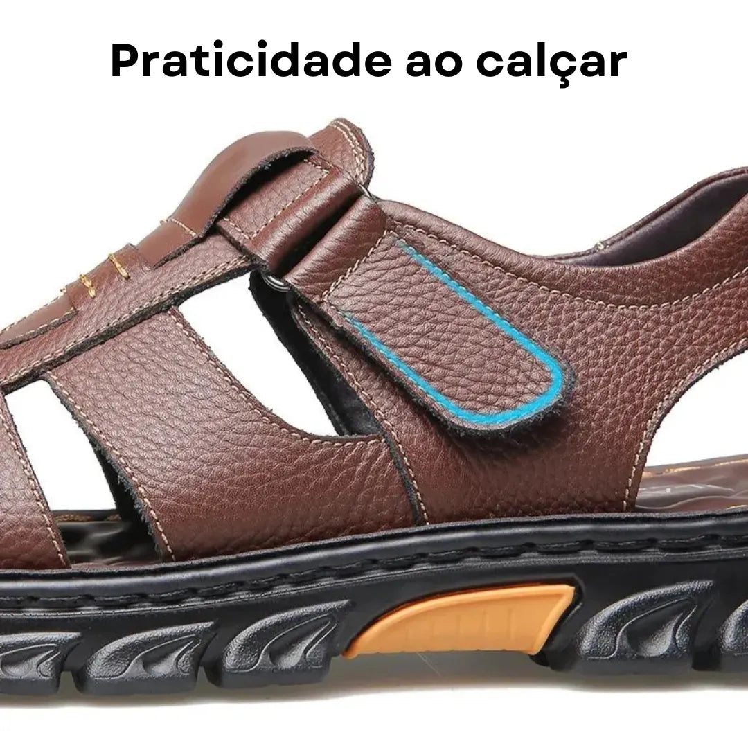 Sandália Masculina Ortopédica de Couro | Allegante Comfort - Alleganza