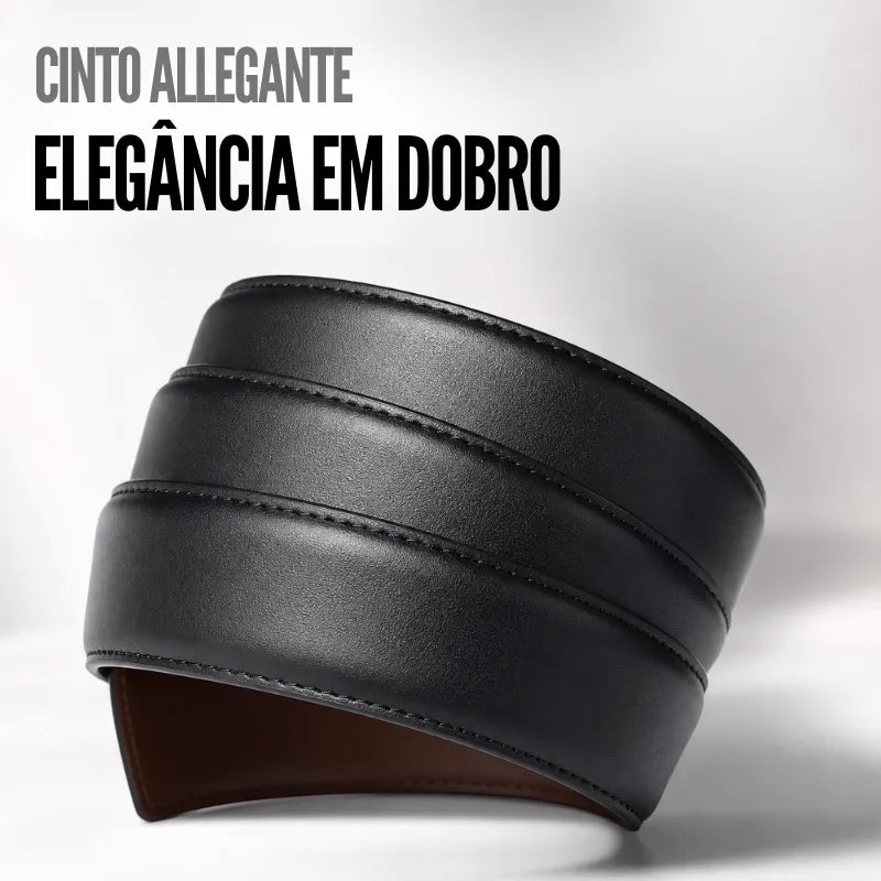 Cinto Masculino Dupla Face em Couro com Fivela Reversível | Allegante