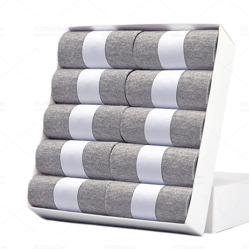 10 pares das Meias Sociais 100% Algodão Antibacteriano na cor preto na cor cinza