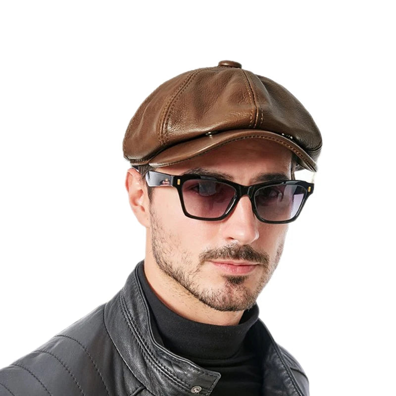 Boina Masculina Octogonal de Couro Legítimo | Allegante Lorenzo