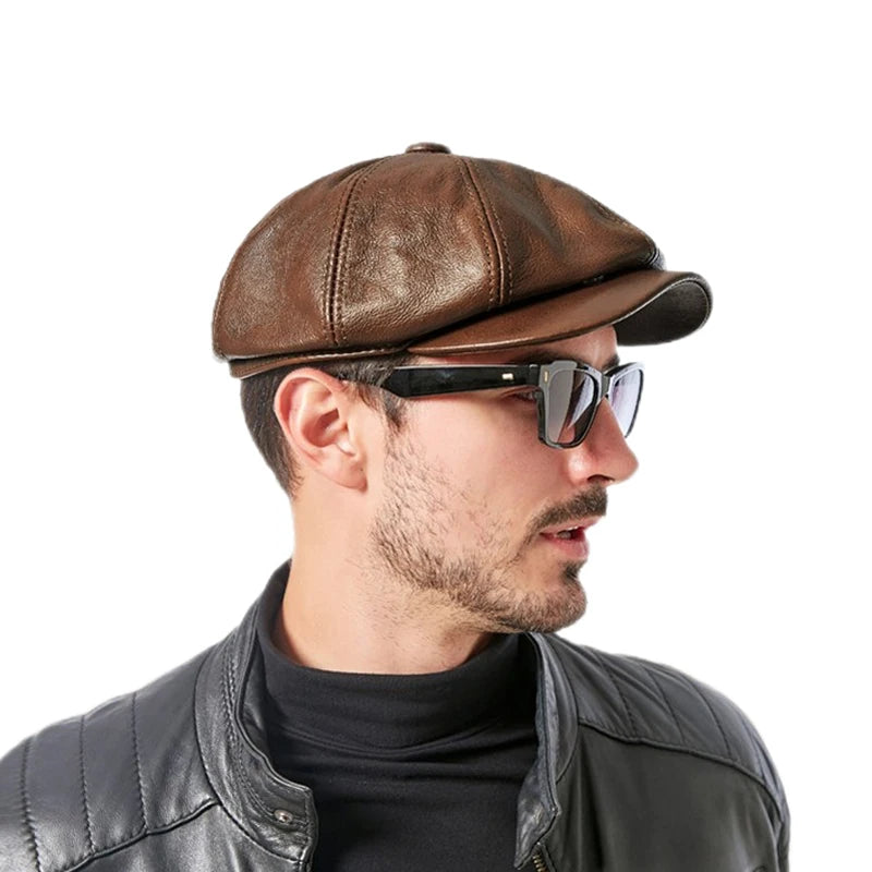 Boina Masculina Octogonal de Couro Legítimo Allegante Lorenzo