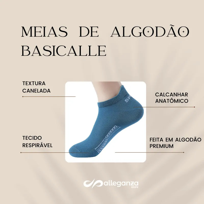 Kit Meias Soquete de Algodão - 10 pares - Alleganza