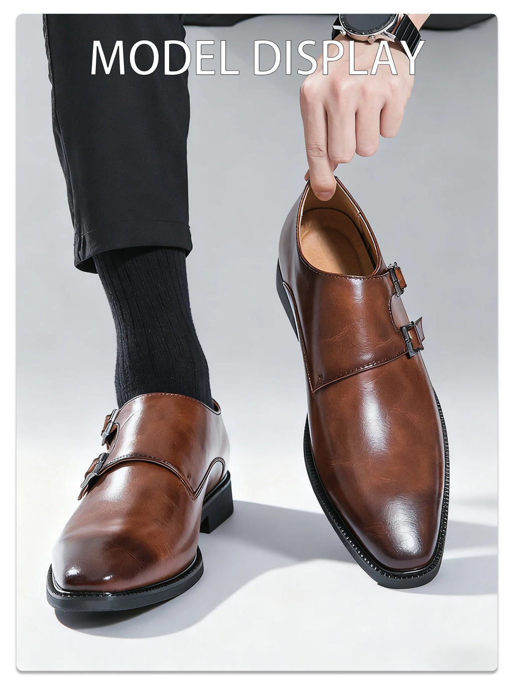 Sapato Social Masculino Monk com Fivela em Couro PU | Allegante Monaco