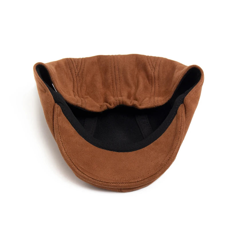 Boina unissex marrom dobrada casual sólida para estilo refinado.