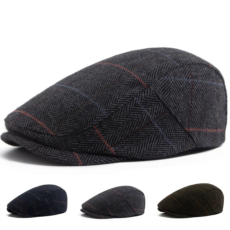 Boina Masculina Xadrez em Mistura de Lã Casualle Highland