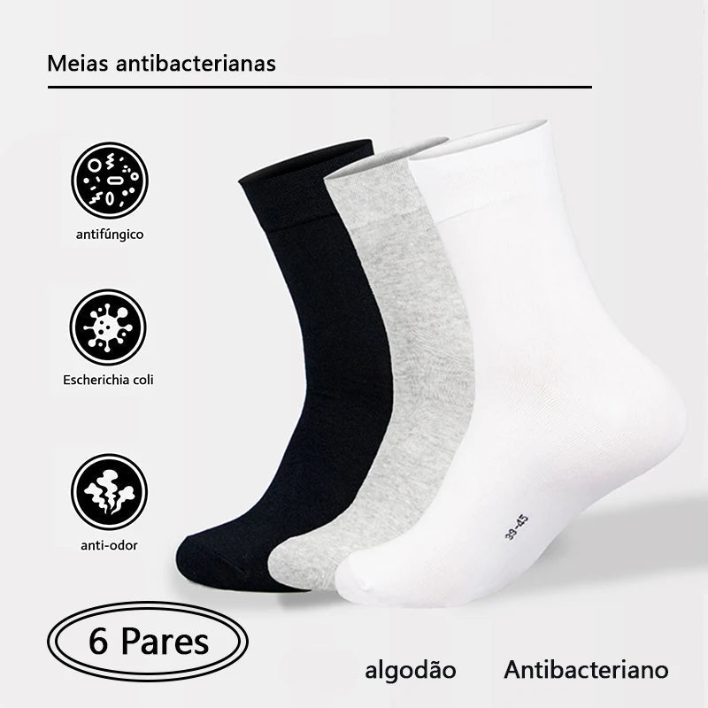 Kit 6 Pares Meias com Algodão Antimicrobiano - Alleganza