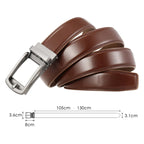 Largura de 3,1 cm do cinto executivo em destaque, com demais medidas do cinto