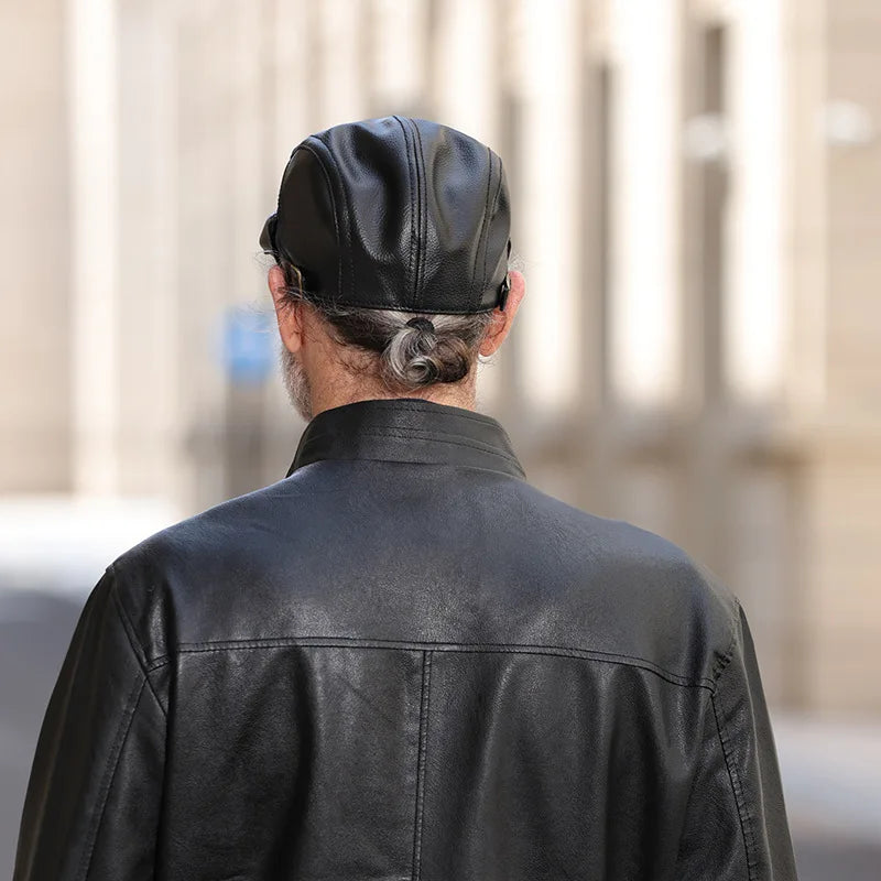 Boina Masculina de Couro Sintético com Aba Curta | Allegante Oxford