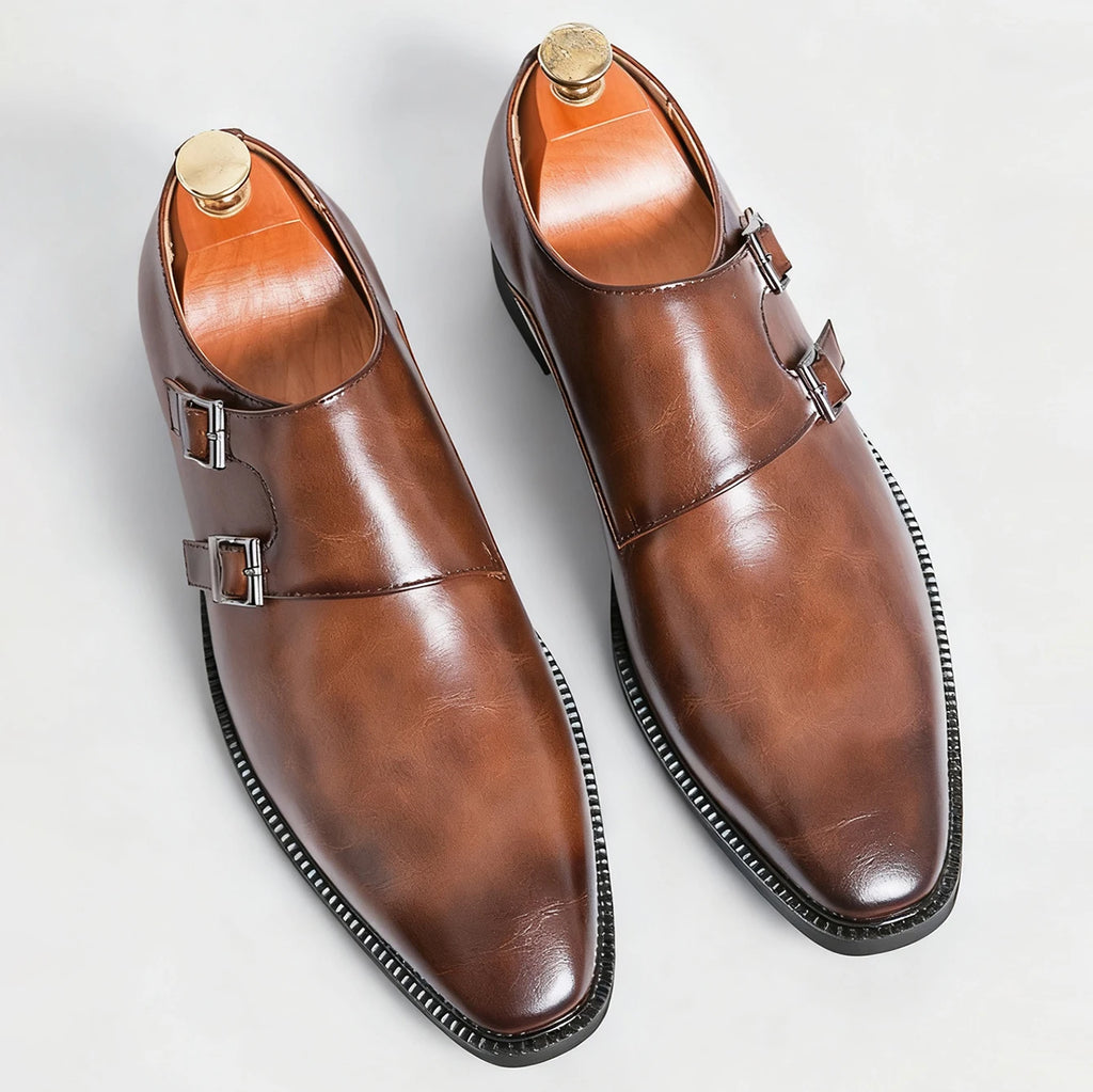 Sapato Social Masculino Monk com Fivela em Couro PU | Allegante Monaco