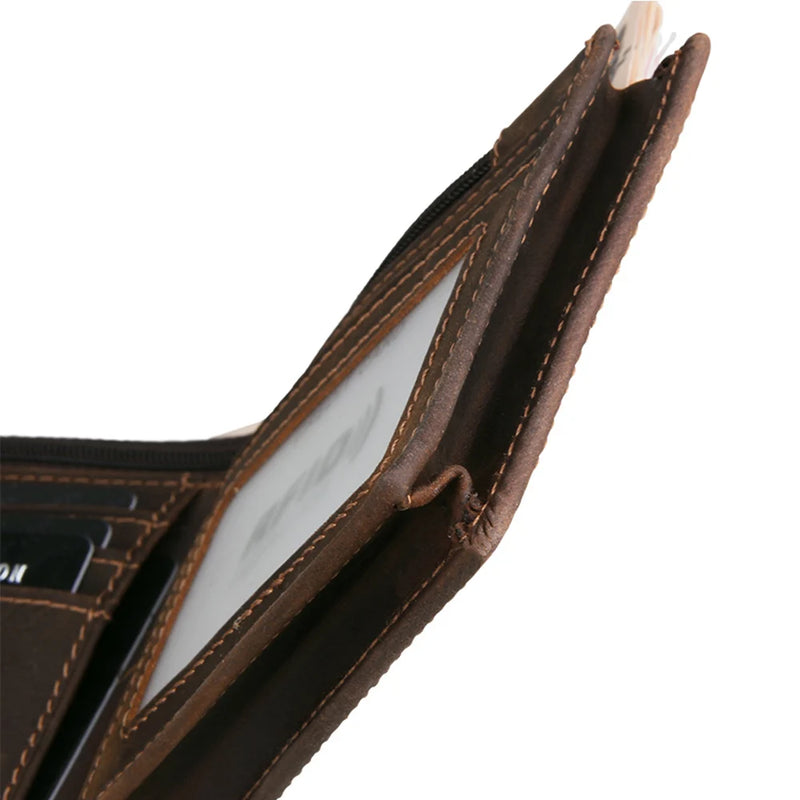 detalhe do material de qualidade da carteira allegante leather