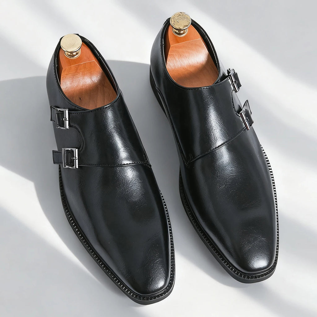 Sapato Social Masculino Monk com Fivela em Couro PU | Allegante Monaco
