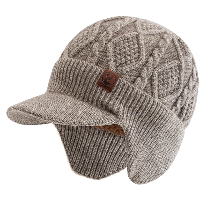 Gorro Tricotado com Protetor de Orelhas | Casualle Winter na cor caqui