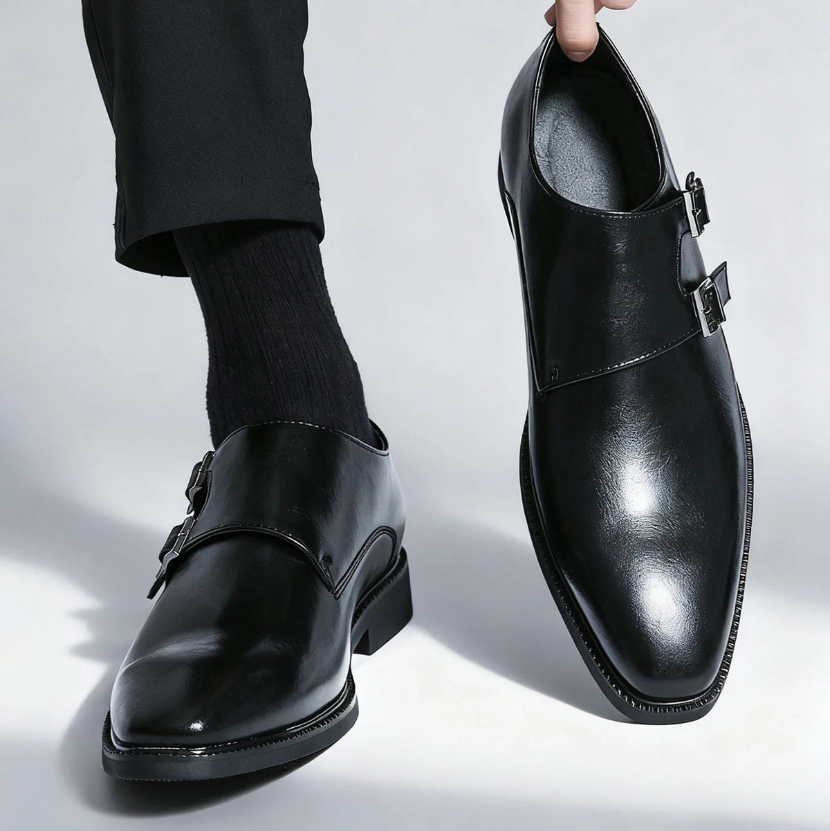 Sapato Social Masculino Monk com Fivela em Couro PU | Allegante Monaco
