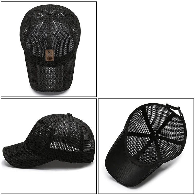 Detalhe da malha ventilada do boné