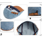 Detalhes de acabamento, fivela e forro da boina Casualle Denim