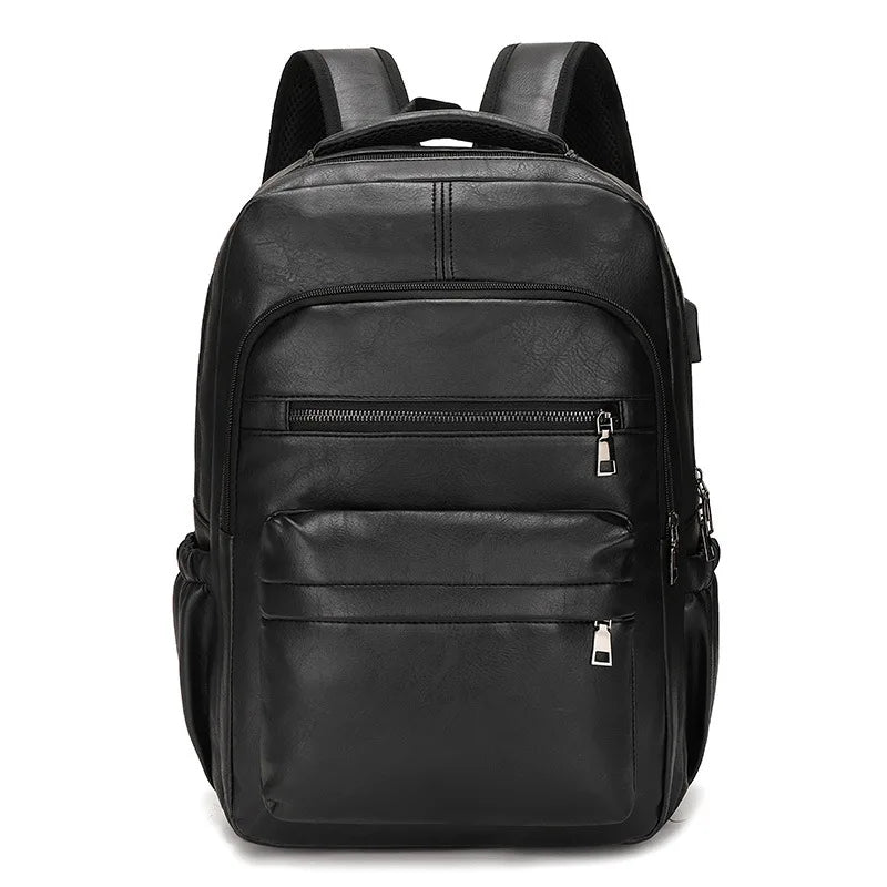 Mochila Masculina de Couro Legítimo com USB – Grande, Elegante e Funcional