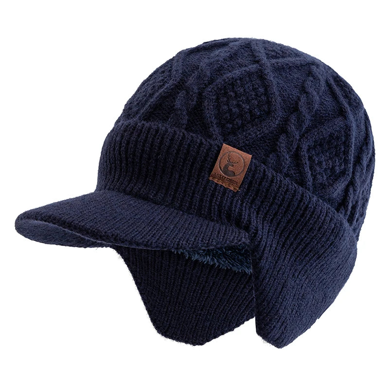 Gorro Tricotado com Protetor de Orelhas | Casualle Winter na cor azul, com fundo branco