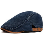 Boina flat cap jeans azul-escuro Casualle Denim vista lateral