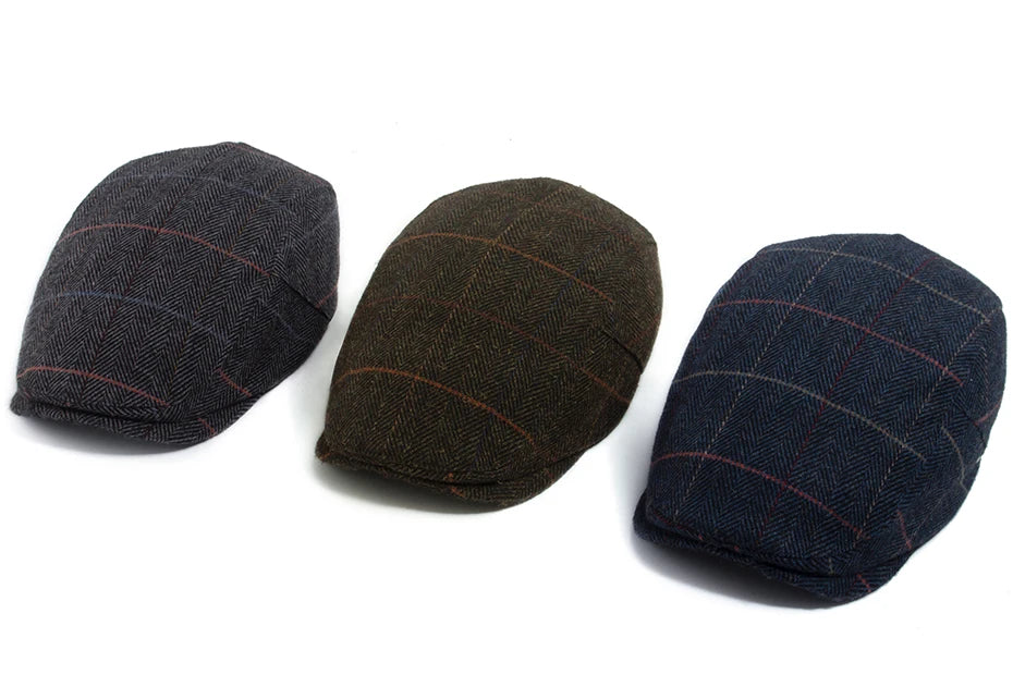 Boina Masculina Xadrez em Mistura de Lã | Casualle Highland