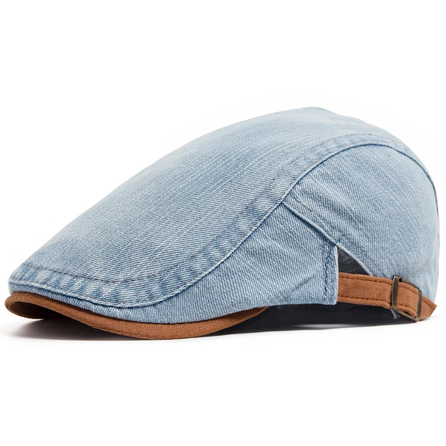 Boina flat cap jeans azul-claro Casualle Denim vista lateral