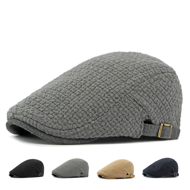 Boina Masculina Inglesa Flat Cap Ajustável Casualle Bristol cinza em vista lateral, com as 4 cores disponíveis