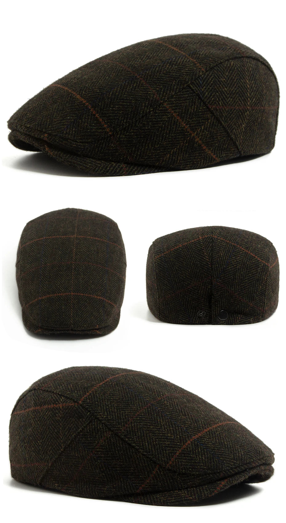 Boina Masculina Xadrez em Mistura de Lã | Casualle Highland