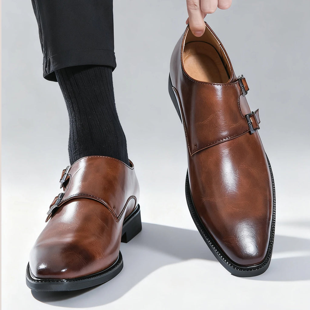 Sapato Social Masculino Monk com Fivela em Couro PU | Allegante Monaco