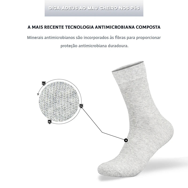 Kit 6 Pares Meias com Algodão Antimicrobiano - Alleganza