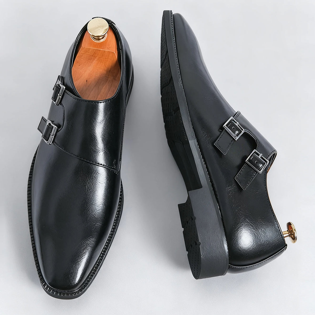 Sapato Social Masculino Monk com Fivela em Couro PU | Allegante Monaco