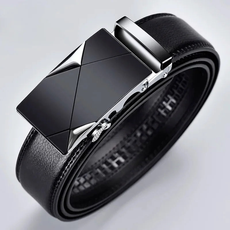 Cinto Masculino de Couro Fivela Automática com fivela elegante