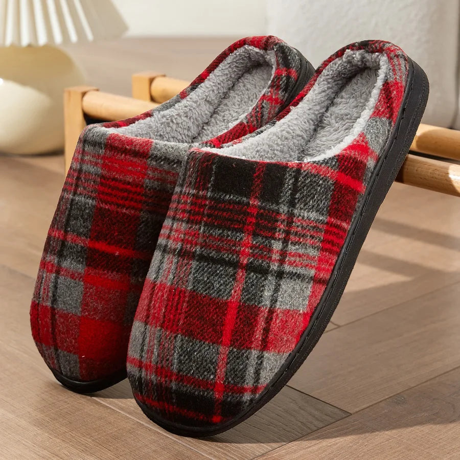 Pantufa de Inverno Peluciada Xadrez VERMELHO | Basicalle Comfort - Alleganza