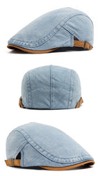Boina Casualle Denim azul em três ângulos