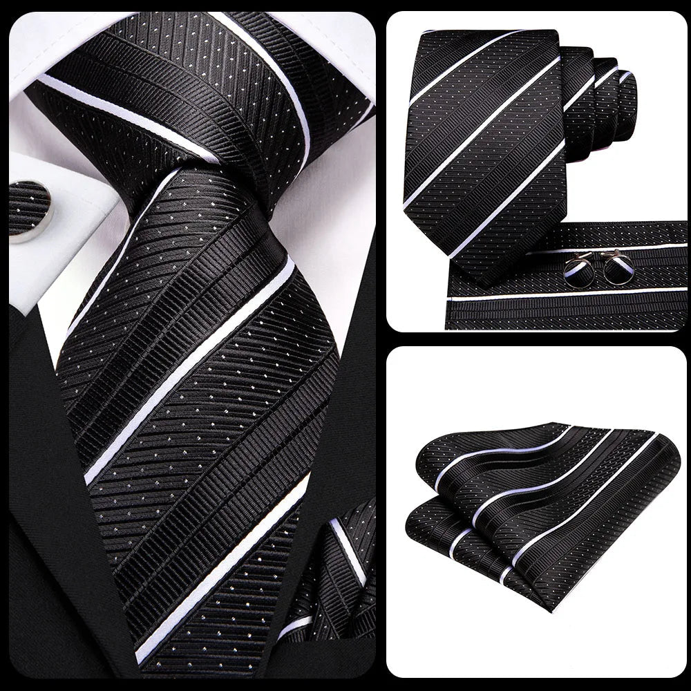 Kit Gravata Tradicional de Seda Allegante Com Lenço e Abotoaduras - Alleganza