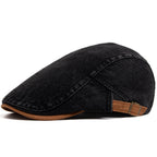 Boina flat cap jeans preta Casualle Denim vista lateral