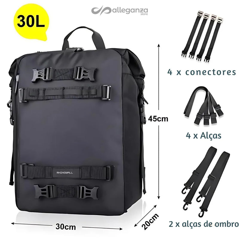 Mochila para Motos com 30 litros de capacidade e conectores e alças