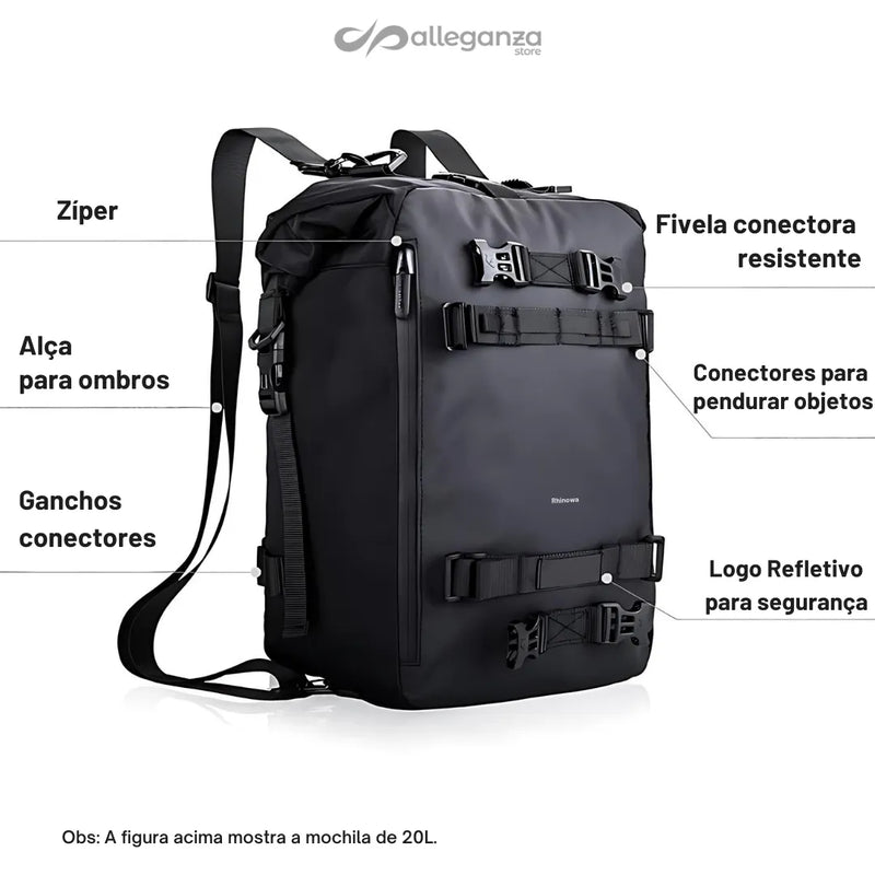 Detalhes da Mochila Masculina e Alforje para Motocicletas confeccionada com materiais de alta qualidade