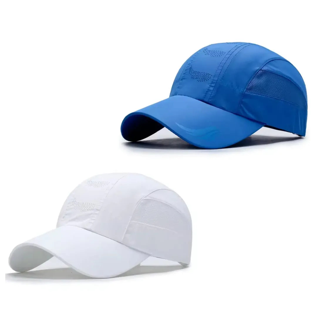 Bonés Esportivos nas cores azul e branco, kit com duas unidades