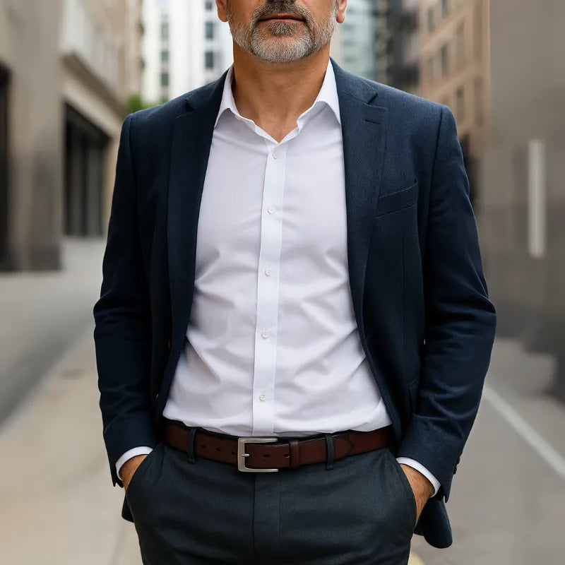 Cinto Masculino de Couro Legítimo Allegante Plus II (Até 170cm) - MARROM