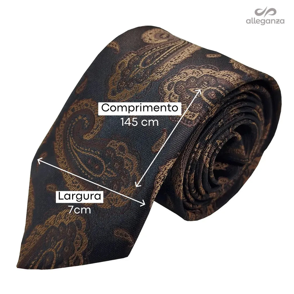 Gravata Semi-Slim Bordada | Allegante Brown - Alleganza
